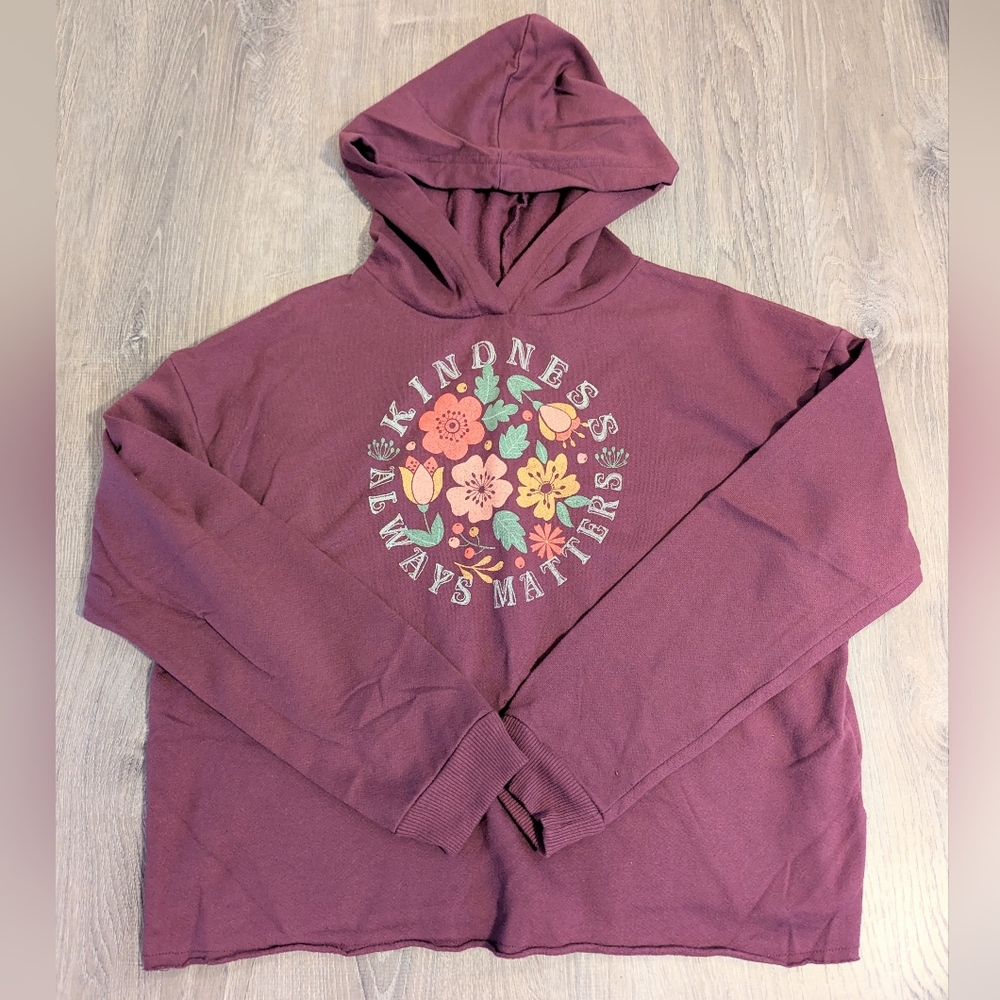 Kindness Always Matters Purple Floral Cropped Hoodie
